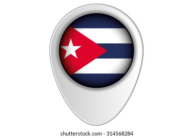 A 3D Map Pointer Flag Illustration of the country of  Cuba