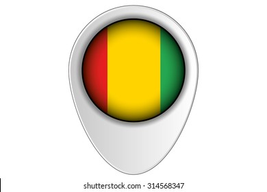 A 3D Map Pointer Flag Illustration of the country of  Guinea