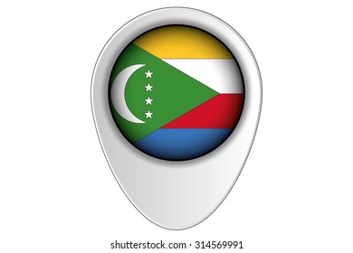 A 3D Map Pointer Flag Illustration of the country of  Comoros