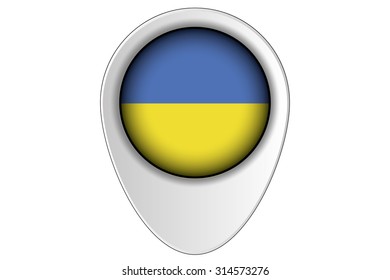 A 3D Map Pointer Flag Illustration of the country of  Ukraine