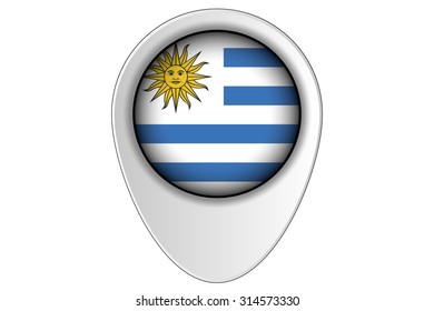 A 3D Map Pointer Flag Illustration of the country of  Uruguay