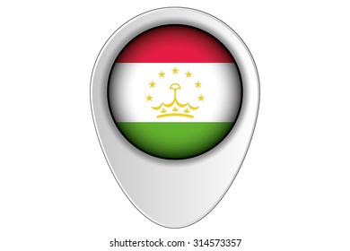 A 3D Map Pointer Flag Illustration of the country of  Tajikistan