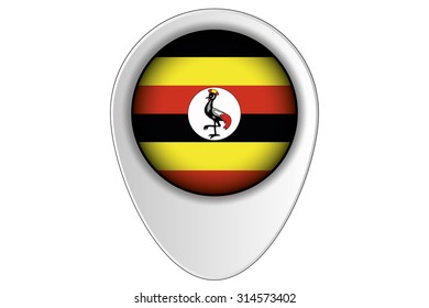 A 3D Map Pointer Flag Illustration of the country of  Uganda