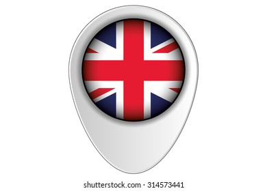 A 3D Map Pointer Flag Illustration of the country of  United Kingdom