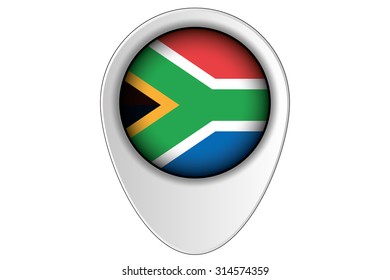 A 3D Map Pointer Flag Illustration of the country of  South Africa