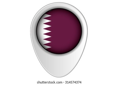 A 3D Map Pointer Flag Illustration of the country of  Qatar