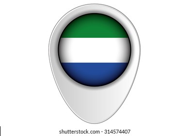 A 3D Map Pointer Flag Illustration of the country of  Sierra Leone