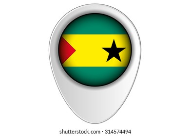 A 3D Map Pointer Flag Illustration of the country of  Sao Tome E Principe