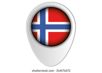 A 3D Map Pointer Flag Illustration of the country of  Norway