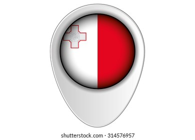 A 3D Map Pointer Flag Illustration of the country of  Malta