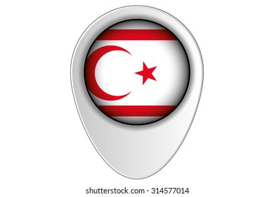 A 3D Map Pointer Flag Illustration of the country of  Northern Cyprus