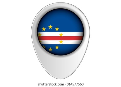 A 3D Map Pointer Flag Illustration of the country of  Cape Verde