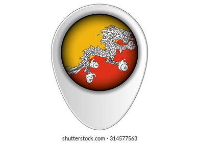 A 3D Map Pointer Flag Illustration of the country of  Bhutan