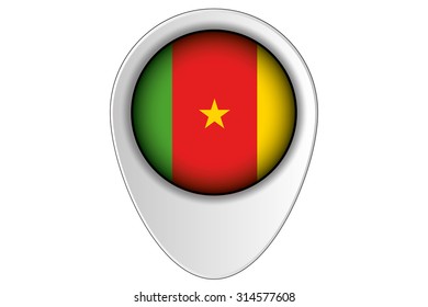 A 3D Map Pointer Flag Illustration of the country of  Cameroon