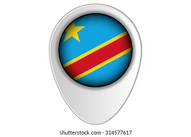 A 3D Map Pointer Flag Illustration of the country of  Democratic Republic of Congo