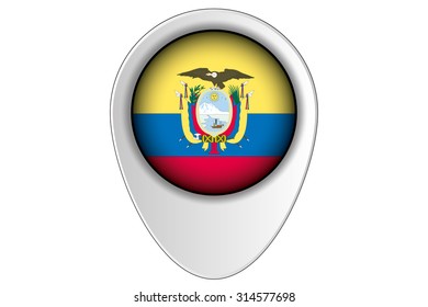 A 3D Map Pointer Flag Illustration of the country of  Ecuador