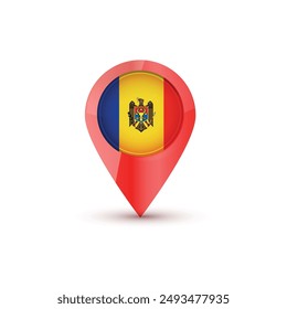 3D Map Pointer with the Flag of Moldova