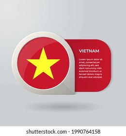 3D Map Pointer Flag Nation of Vietnam with Description Text