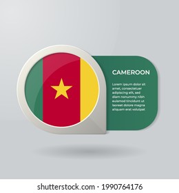 3D Map Pointer Flag Nation of Cameroon with Description Text