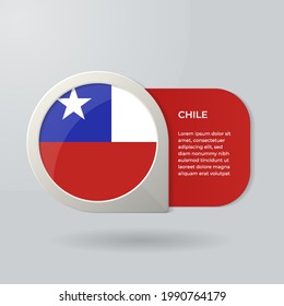 3D Map Pointer Flag Nation of Chile with Description Text