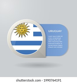 3D Map Pointer Flag Nation of Uruguay with Description Text