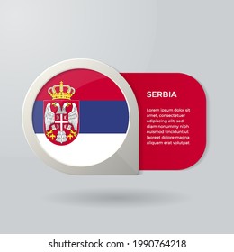 3D Map Pointer Flag Nation of Serbia with Description Text