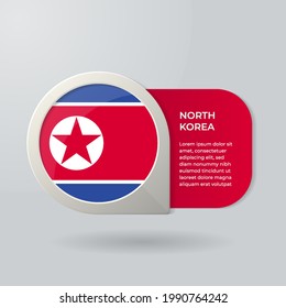 3D Map Pointer Flag Nation of North Korea with Description Text