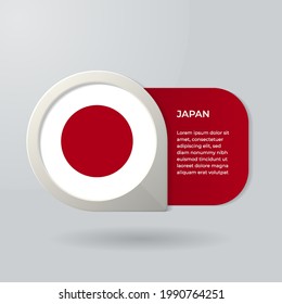 3D Map Pointer Flag Nation of Japan with Description Text