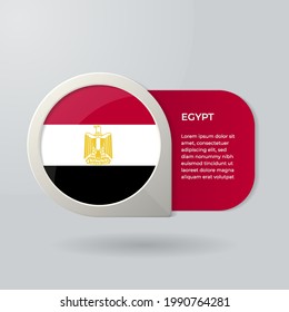 3D Map Pointer Flag Nation of Egypt with Description Text
