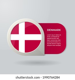 3D Map Pointer Flag Nation of Denmark with Description Text