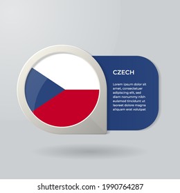 3D Map Pointer Flag Nation of Czech with Description Text