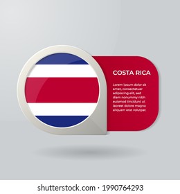 3D Map Pointer Flag Nation of Costa Rica with Description Text