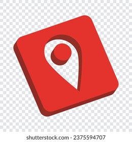 3d map pointer with icon red transparant background vector, place icon element
