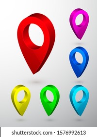 3d map pointer. Navigator symbol isolated on gray background. Vector illustration.