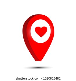 3d map pointer pin isolated on white background