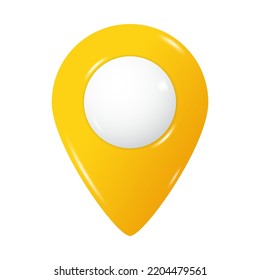 3D Map pointer sign icon on isolated white background. 3D realistic pin location mark, locate pin gps map glossy shade design for mobile app, web page template. 3D vector illustration.