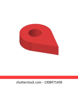 3D map pointer vector icon, location symbol. Simple, flat design for web or mobile app