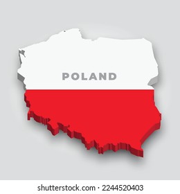 3d map of Poland with flag