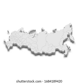 3d map of Russia with borders of regions