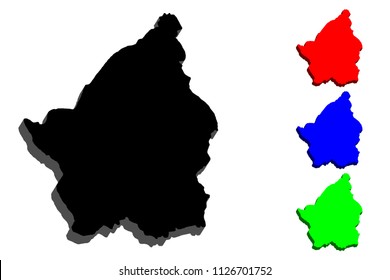 3D map of San Marino (Republic of San Marino) - black, red, blue and green - vector illustration