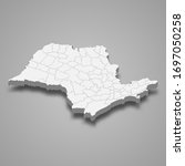 3d map of Sao Paolo is a state of Brazil