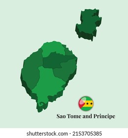 3D Map of Sao Tome and Principe, Vector illustration Stock Photos, Designs