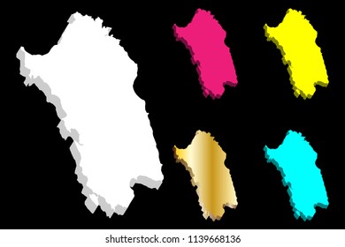 3D map of Sardinia (island of Italy) - white, yellow, purple, blue and gold - vector illustration