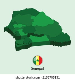 3D Map of Senegal, Vector illustration Stock Photos, Designs