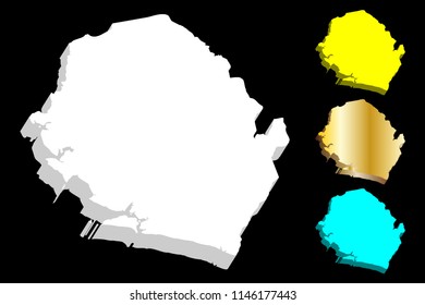 3D map of Sierra Leone (Republic of Sierra Leone) -  white, yellow, blue and gold - vector illustration