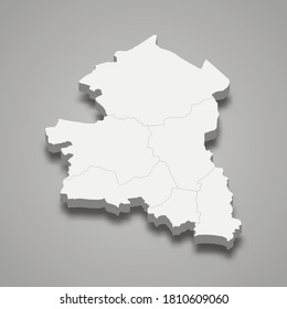 Mapa 3d de Sing Buri es una provincia de Tailandia. Ilustración del vector
