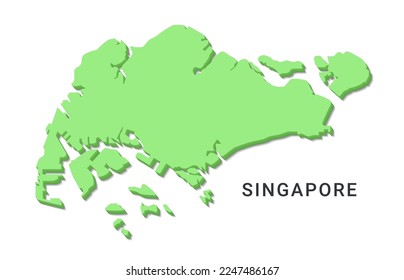 3D Map of Singapore with Capital City Vector Illustration Isolated on White Background