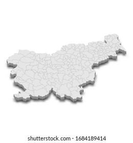 3d Map Of Slovenia With Borders Of Regions