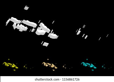 3D map of Solomon Islands -  white, yellow, blue and gold - vector illustration