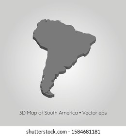 3D map of South America, vector eps